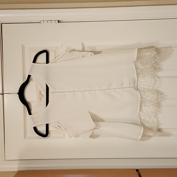 White Cold Shoulder Blouse - Picture 1 of 6